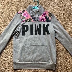 PINK Hibiscus Quarter Zip Sweater